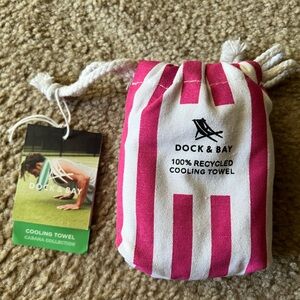NWT Dock & Bay Cooling Towel in Pink & White Stripes with Cinch Bag